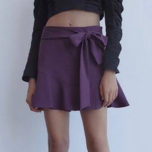 ZARA PURPLE BELTED SKORT size M NEW